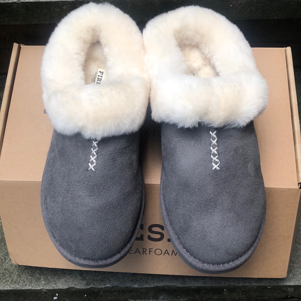 COPY - Sheepskin Clog Slippers - gray